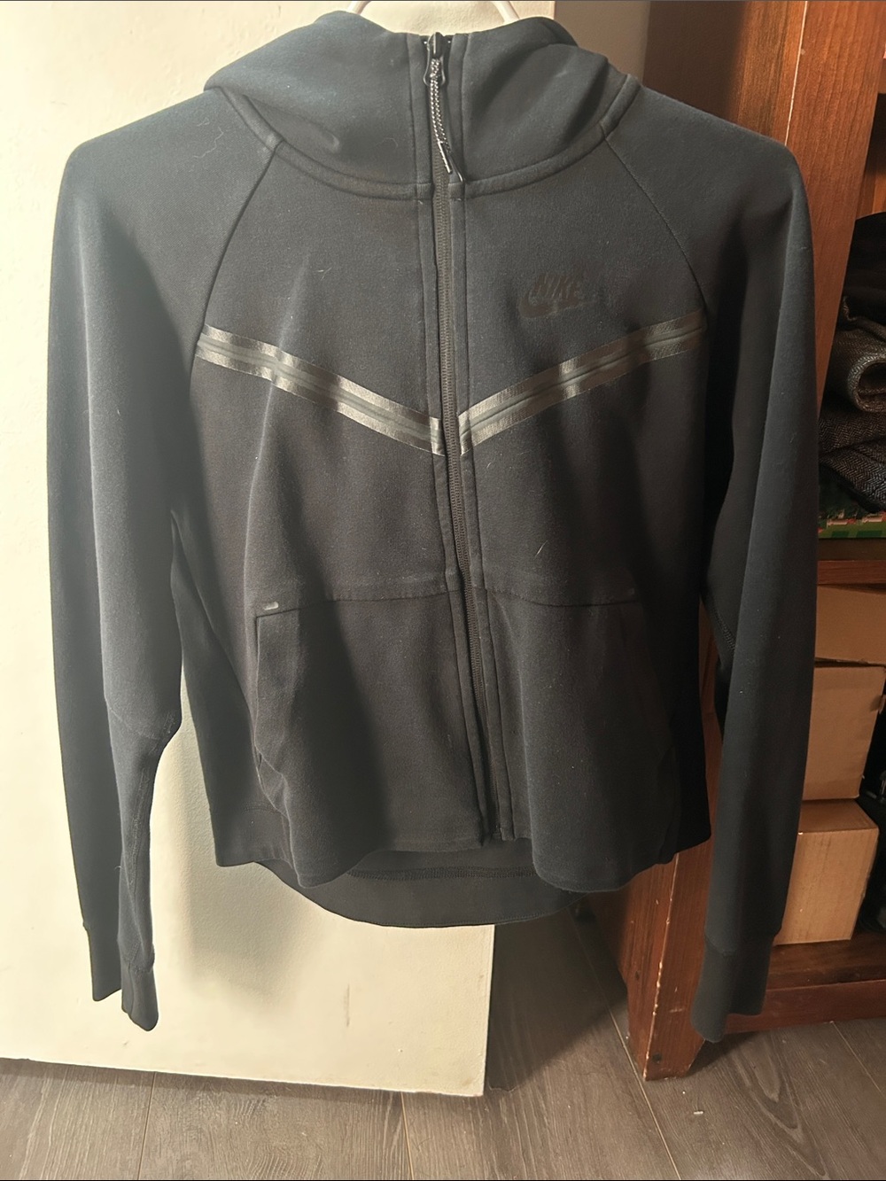 Nike Black Women's Full-Zip Hooded Bomber Jacket